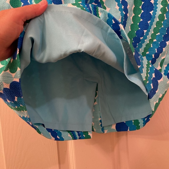 Talbots Skirt Petites Geometric Swirling Circles Blues Green, White WM SZ 6P - Picture 9 of 11